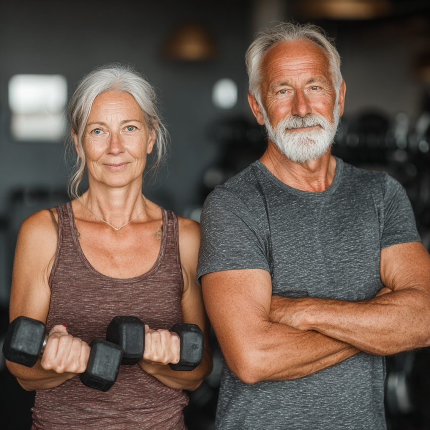 Активні люди зрілого віку займаються фітнесом